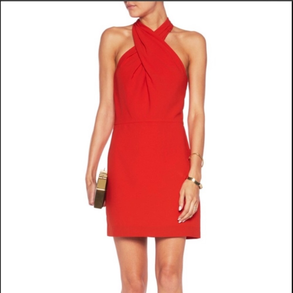 Halston Heritage Crepe Twist Halter Dress